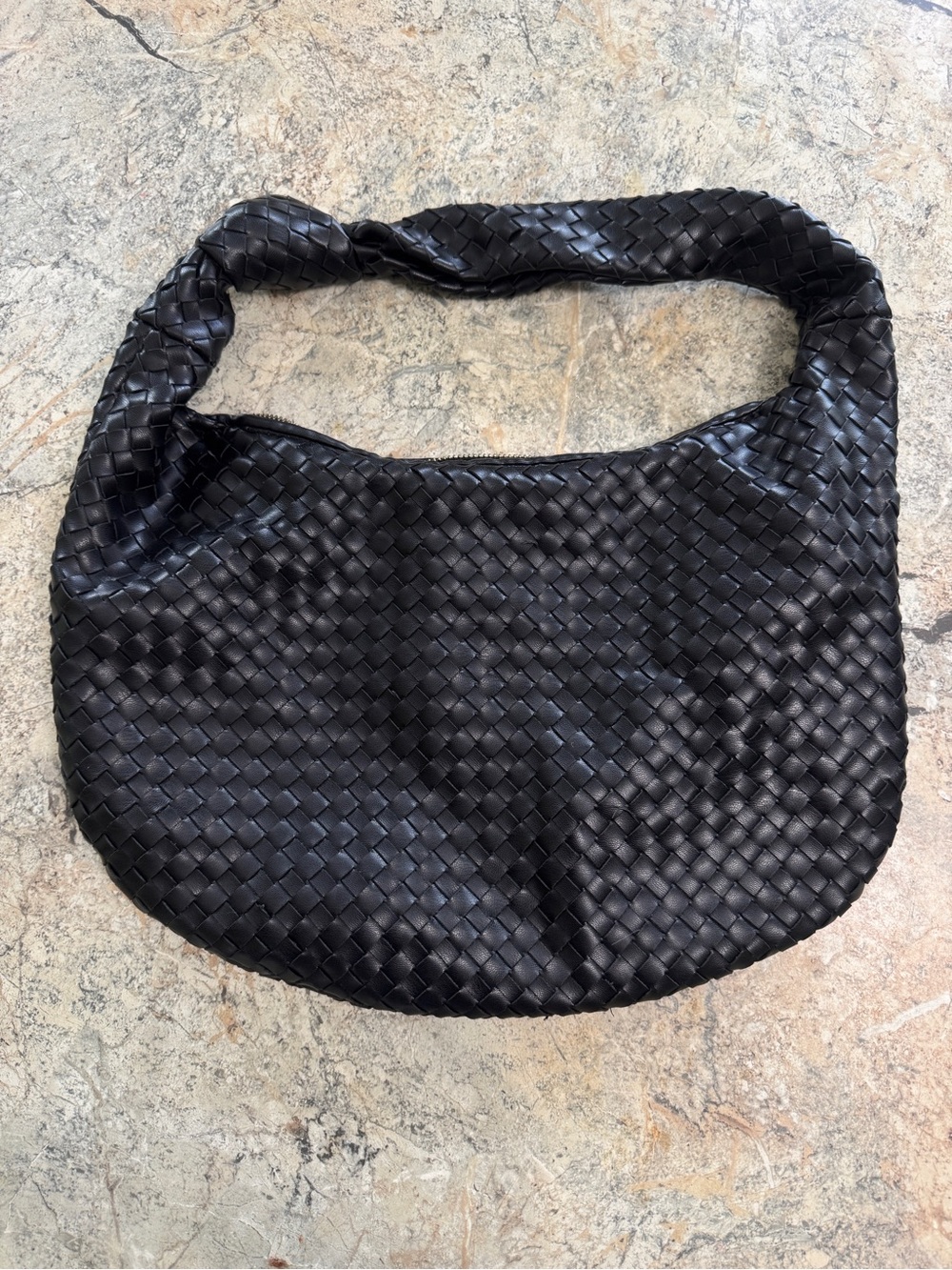 Anthropologie Black Woven Shoulder Hobo Bag